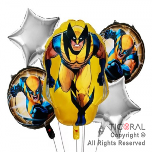 SET DE GLOBOS METALIZADO WOLVERINE 5 UNIDADES X 1